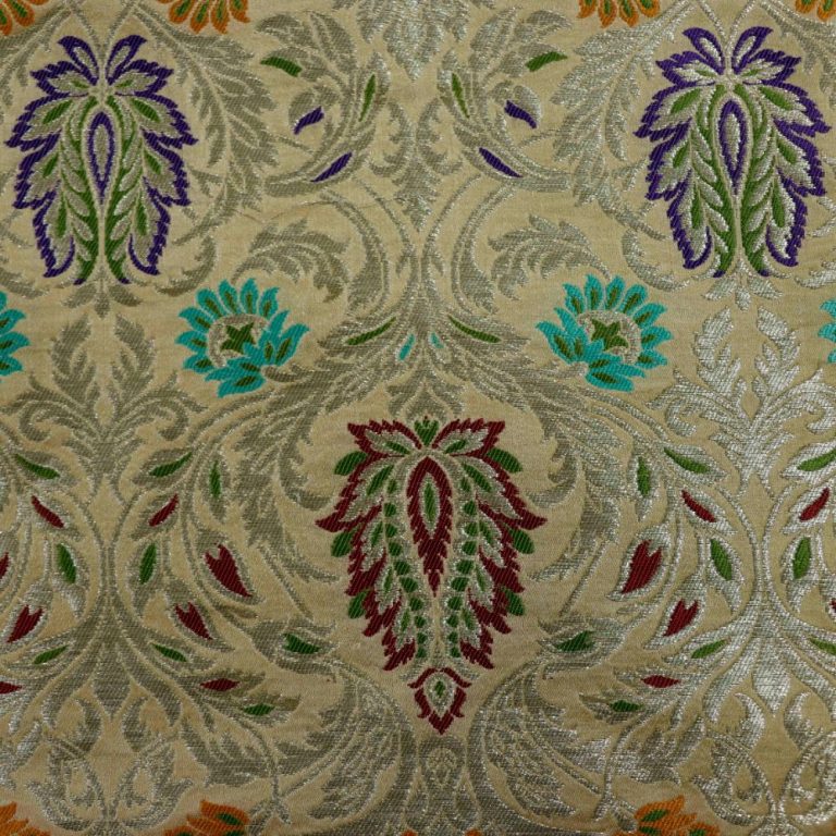 AS44801 Banarasi Brocade With Multicolor Floral Pattern Cream 1
