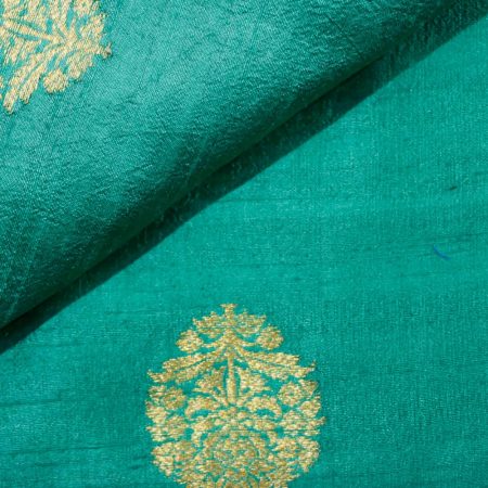 AS44803 Banarasi Brocade With Golden Pattern Cyan Blue 2