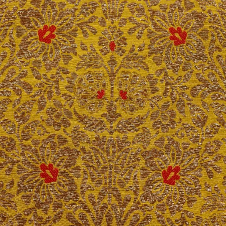 AS44883 Pure Banarasi With Golden Red Work Dark Yellow 1