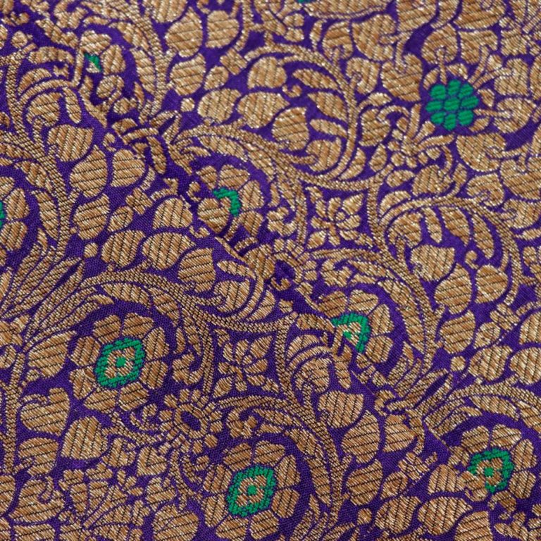 AS44890 Pure Banarasi With Golden Floral Work Iris Purple 2