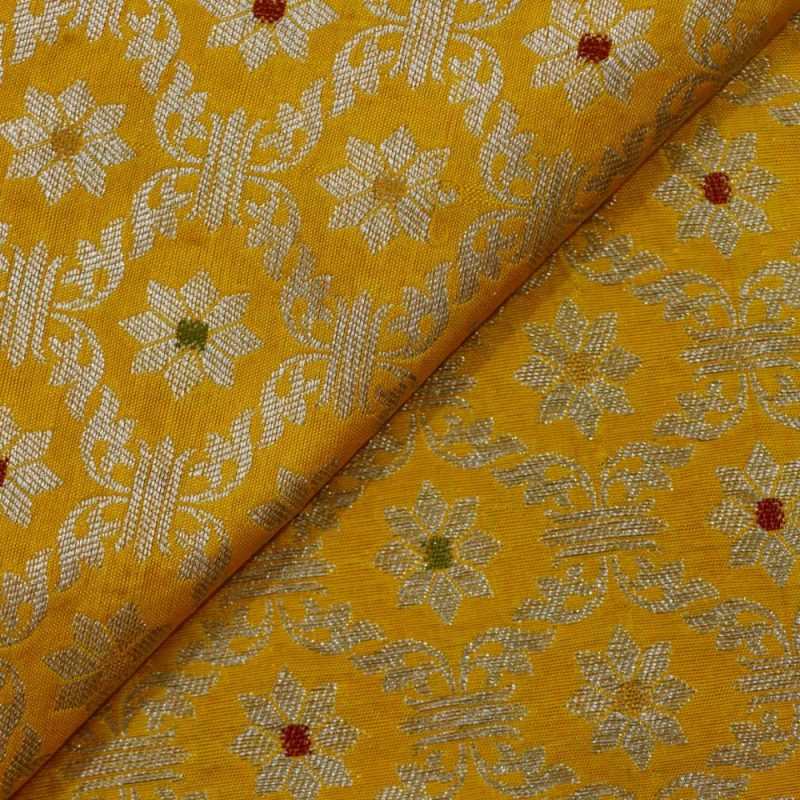 AS44906 Pure Banarasi With Floral Pattern Dark Yellow 2