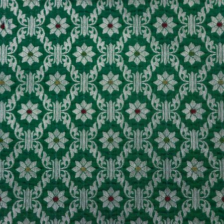 AS44908 Pure Banarasi With Floral Pattern Dark Green 1