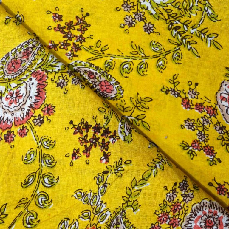 AS44995 Cotton Prints With White Floral Pattern Yellow 2