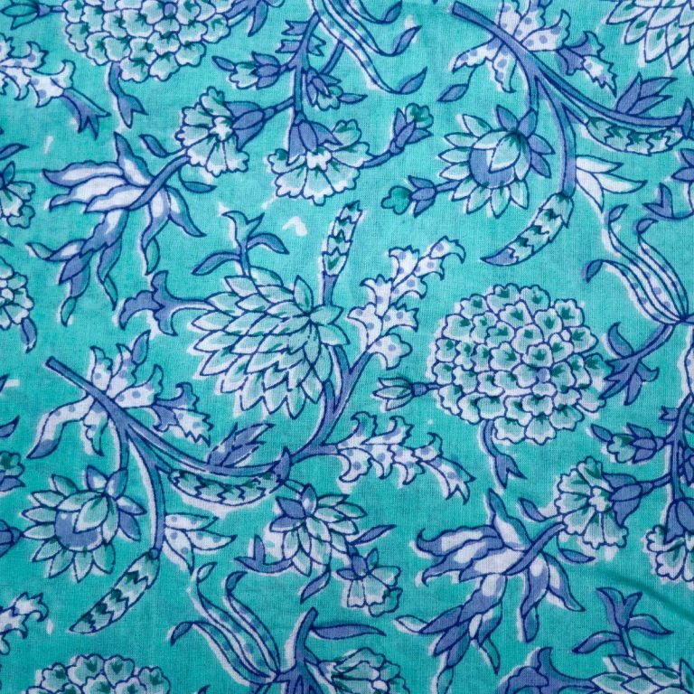 AS44998 Cotton Prints With Blue Floral Pattern Light Blue 1