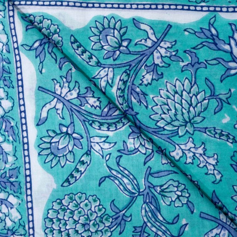 AS44998 Cotton Prints With Blue Floral Pattern Light Blue 2