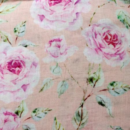 AS45064 Linen Prints With Rose Print Light Pink 1