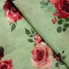 AS45073 Linen Prints With Red Rose Print Pistachio Green 2
