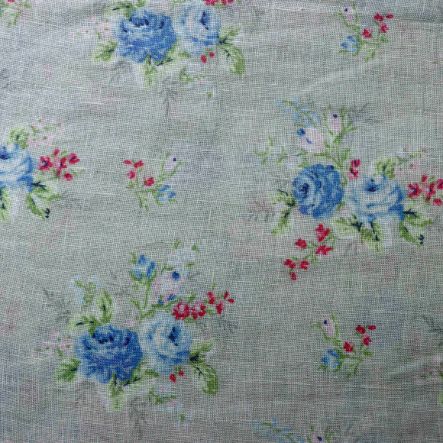 AS45074 Linen Prints With Blue Rose Print Grey 1