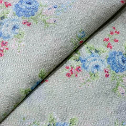 AS45074 Linen Prints With Blue Rose Print Grey 2