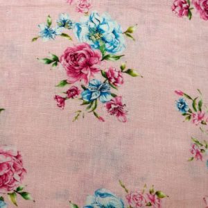 AS45076 Linen Prints With Multicolor Rose Print Light Pink 1