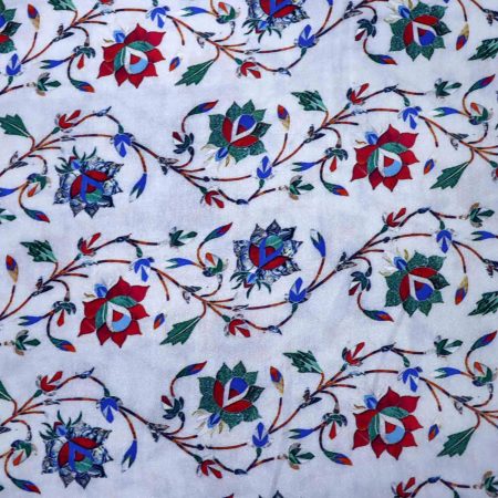 AS45210 Modal Silk Prints With Red Blue Floral Pattern Light Blue 1