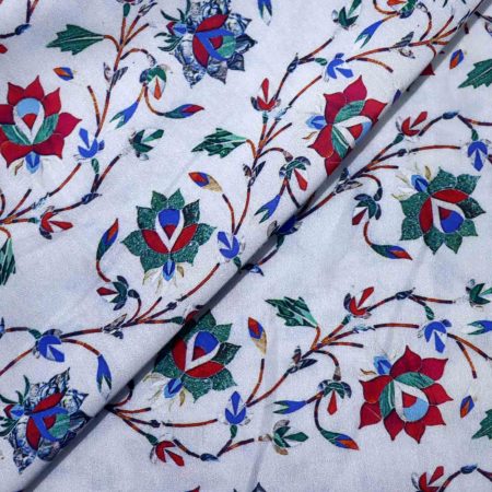 AS45210 Modal Silk Prints With Red Blue Floral Pattern Light Blue 2