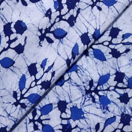 AS45214 Modal Silk Prints With Dark Blue Leaf Pattern Light Blue 2