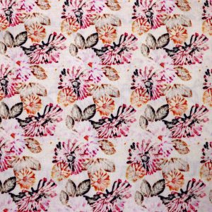 AS45217 Modal Silk Prints With Pink Orange Pattern White 1