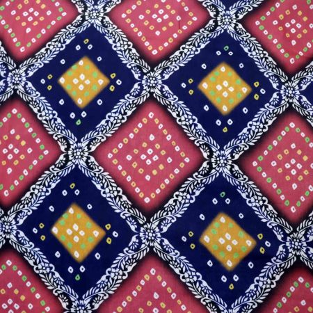 AS45231 Modal Silk Prints With Checked Bandhni Print Pink Blue 1