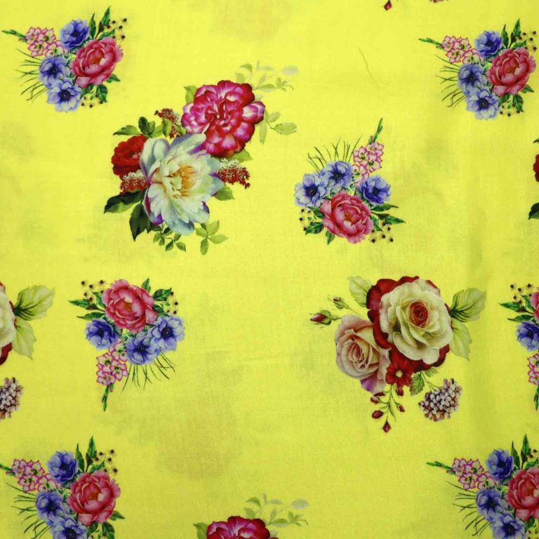 AS45249 Modal Silk Prints With Multicolor Floral Print Lemon Yellow 1