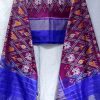 AS45314 Pure Patola Ikkat Weave Duppatta With Checked Pattern Purple Blue 1