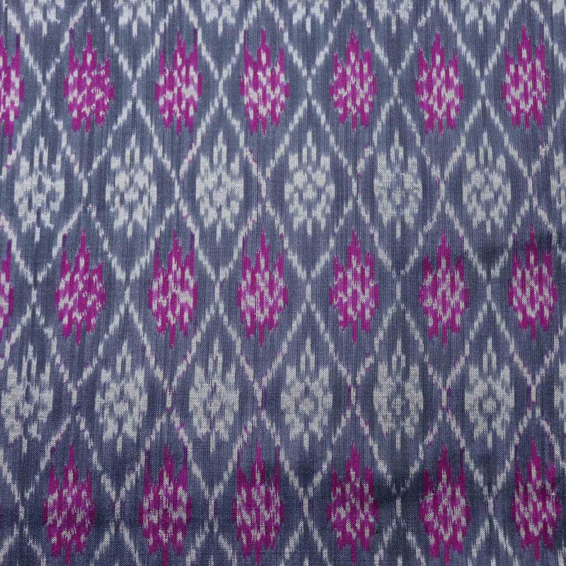 AS45319 Pure Patola Ikkat Weave Duppatta With Traditional Pattern Grey 3