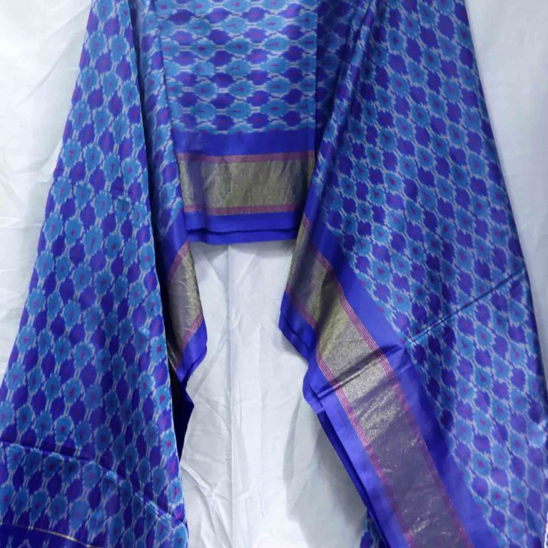 AS45321 Pure Patola Ikkat Weave Duppatta With Pattern Blue 1