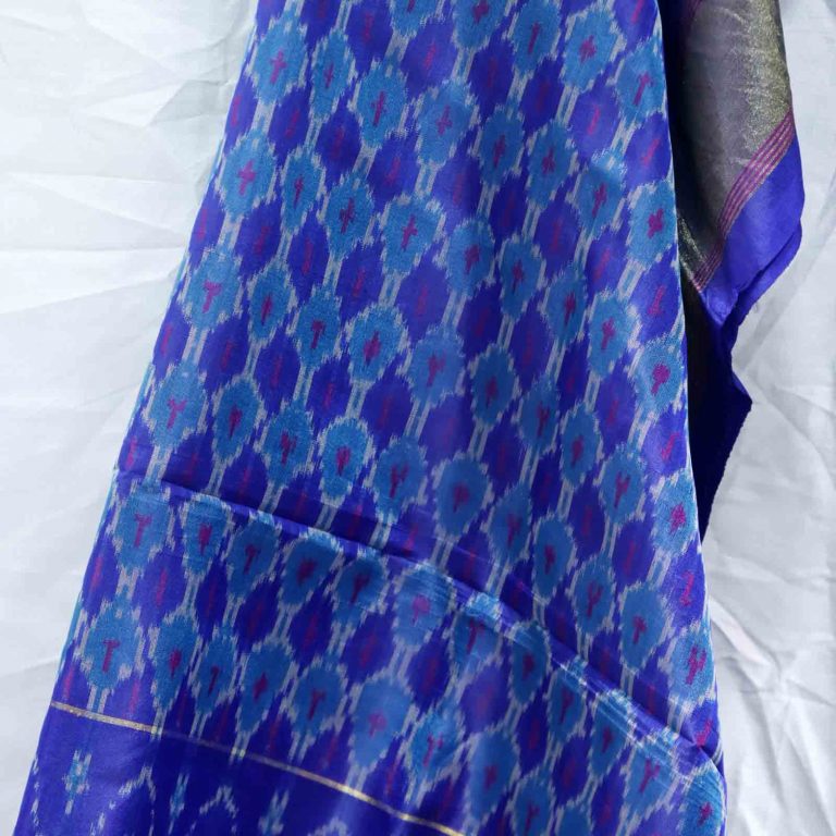 AS45321 Pure Patola Ikkat Weave Duppatta With Pattern Blue 2