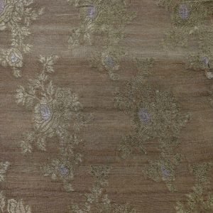 AS45329 Pure Dyeable Munga With Golden And White Flower Pattern Brown 1
