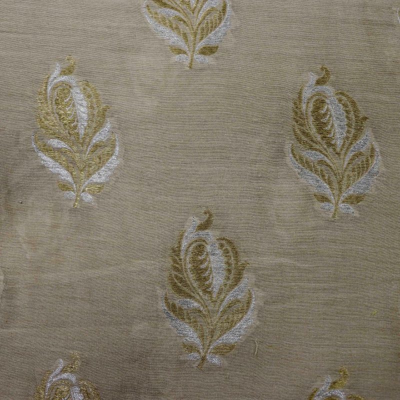 AS45338 Pure Dyeable Munga With Golden White Floral Pattern Cream 1
