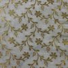 AS45339 Pure Dyeable Munga With Golden Floral Pattern White 1