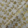 AS45339 Pure Dyeable Munga With Golden Floral Pattern White 2