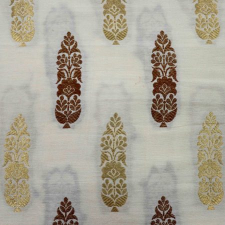 AS45353 Pure Dyeable Munga With Golden Copper Pattern White 1