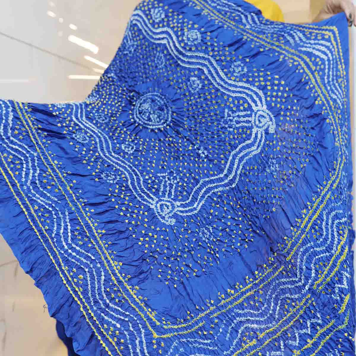 Bandhani Gajji Silk Dupatta With Chandrakhani Pattern Blue (4)