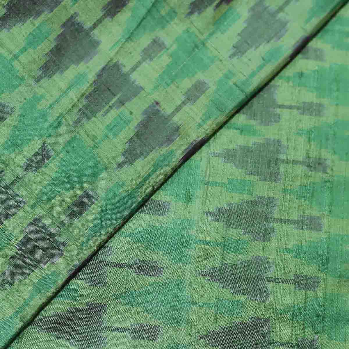 Pure Raw Silk Ikkat Green (2)