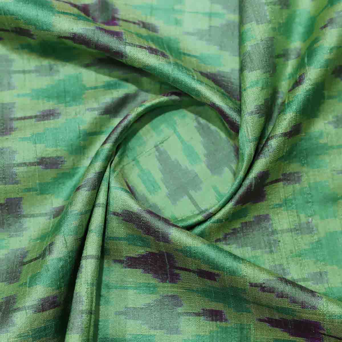 Pure Raw Silk Ikkat Green