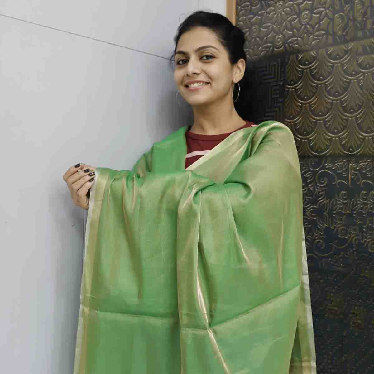 Pure Tissue Duppatta Green
