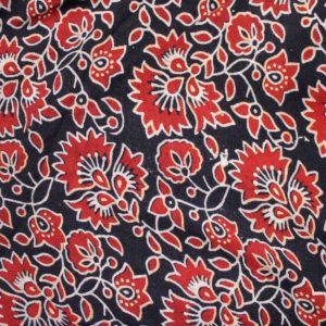 Black Exclusive Handloom Cotton Modal Ajrak With Red Floral Printed Fabric 1