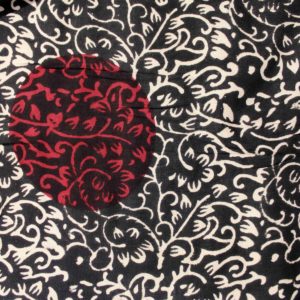 Black Exclusive Handloom Cotton Modal Ajrak With Red Tint And Floral Printed Fabric 1