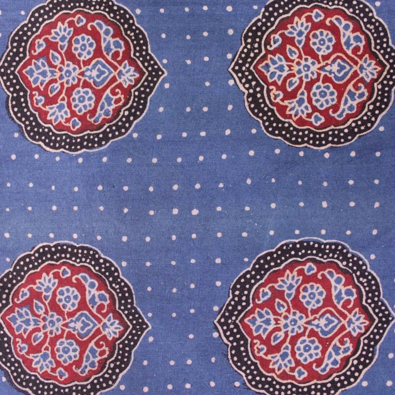 Blue Exclusive Handloom Cotton Modal Ajrak Floral Printed Design 1