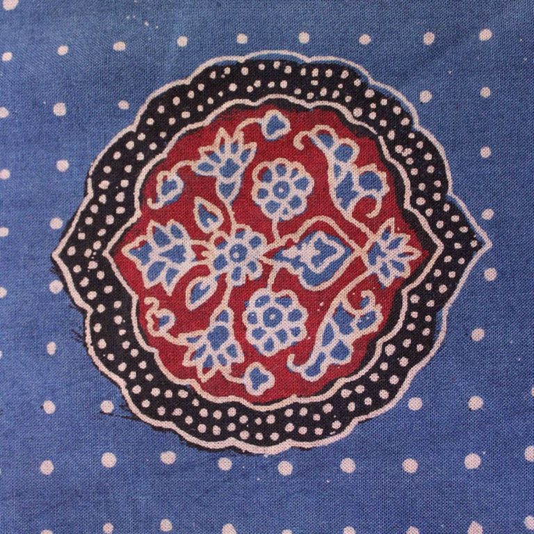 Blue Exclusive Handloom Cotton Modal Ajrak Floral Printed Design 2