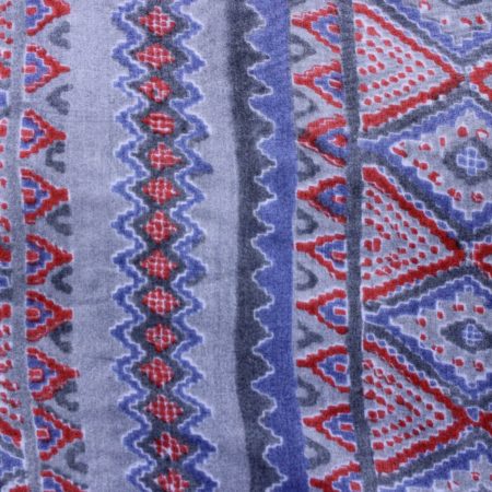 Blue Palatte Exclusive Handloom Cotton Modal Ajrak With Parallel Red Printed Fabric 1