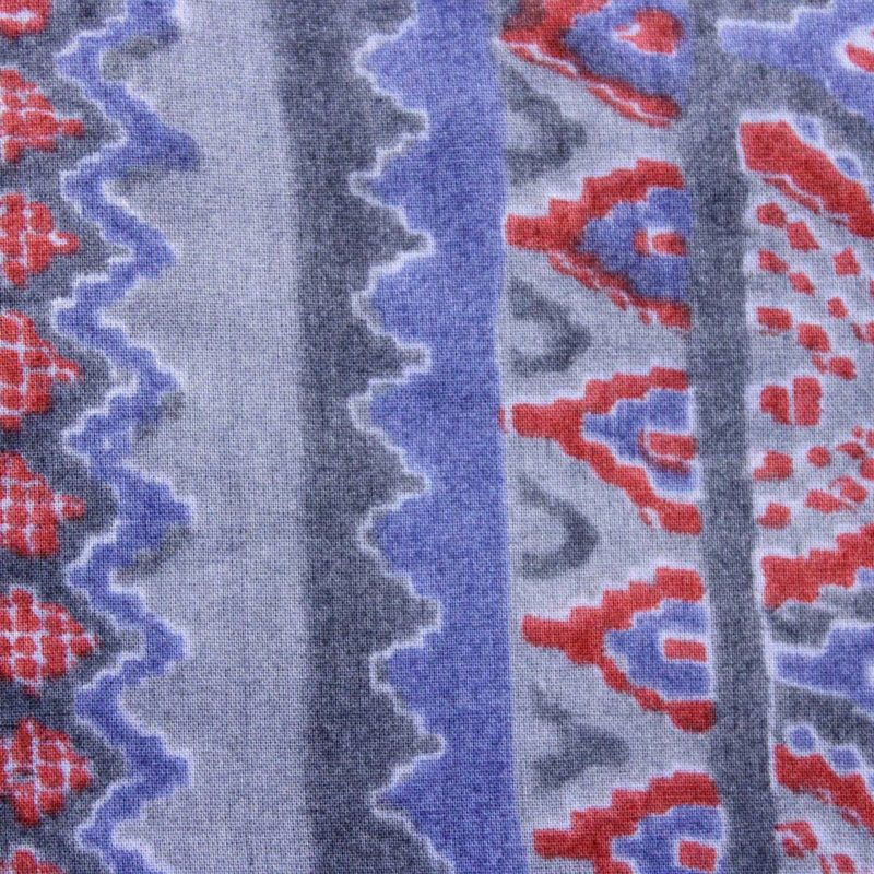 Blue Palatte Exclusive Handloom Cotton Modal Ajrak With Parallel Red Printed Fabric 2