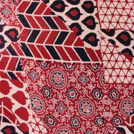 Brick Red Exclusive Handloom Cotton Modal Ajrak With Linear And Organic Printed Fabric 1