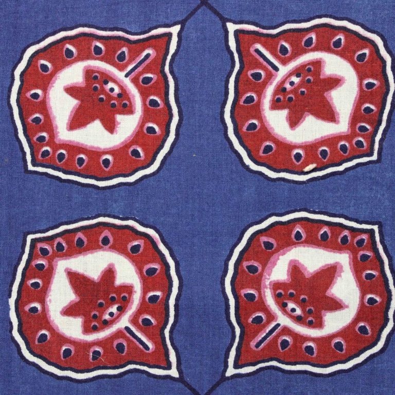 Dark Indigo Blue Exclusive Handloom Cotton With Red Organic Nature Ajrak Printed Fabric 2