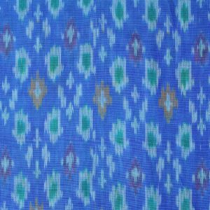 Exclusive Azure Blue Pure Handloom Silk Ikat With Multicolor Designed Fabric 1