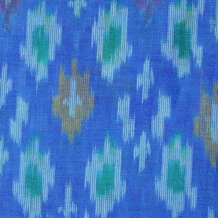 Exclusive Azure Blue Pure Handloom Silk Ikat With Multicolor Designed Fabric 2