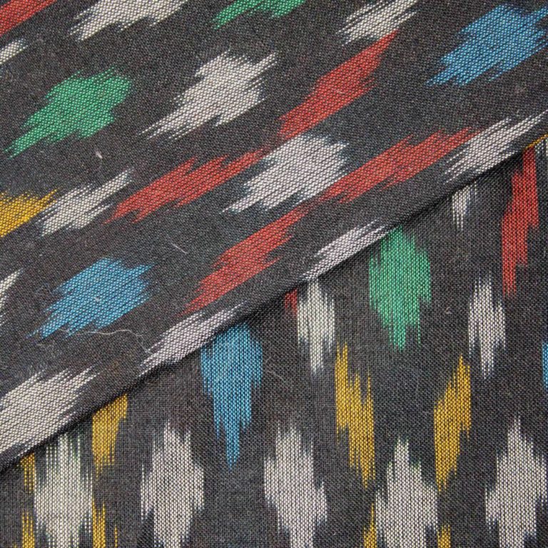 Exclusive Black Pure Handloom Silk Ikat With Multicolor Designed Fabric 3