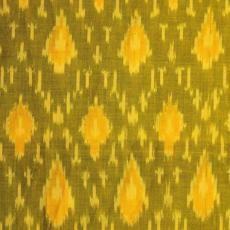 Exclusive Yellow Palatte Pure Handloom Silk Ikat With Multicolor Designed Fabric 1