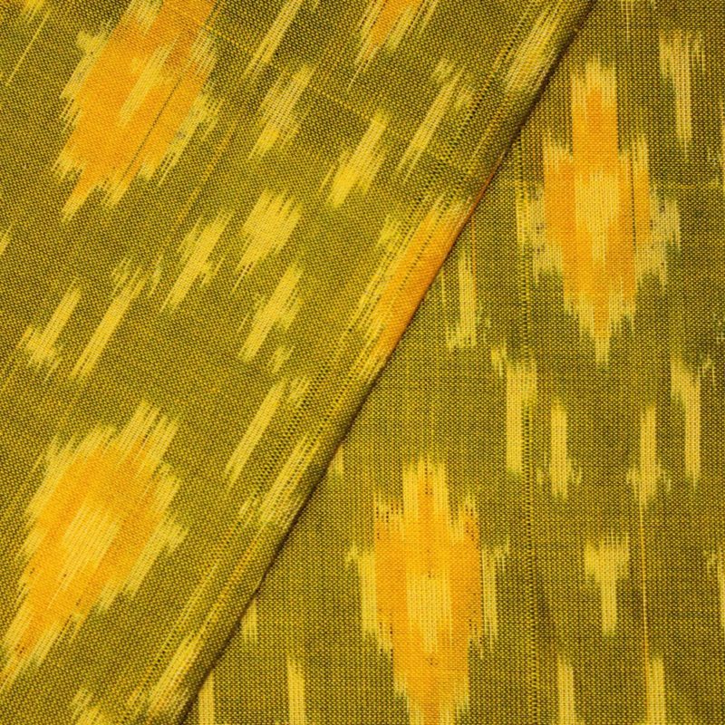 Exclusive Yellow Palatte Pure Handloom Silk Ikat With Multicolor Designed Fabric 3