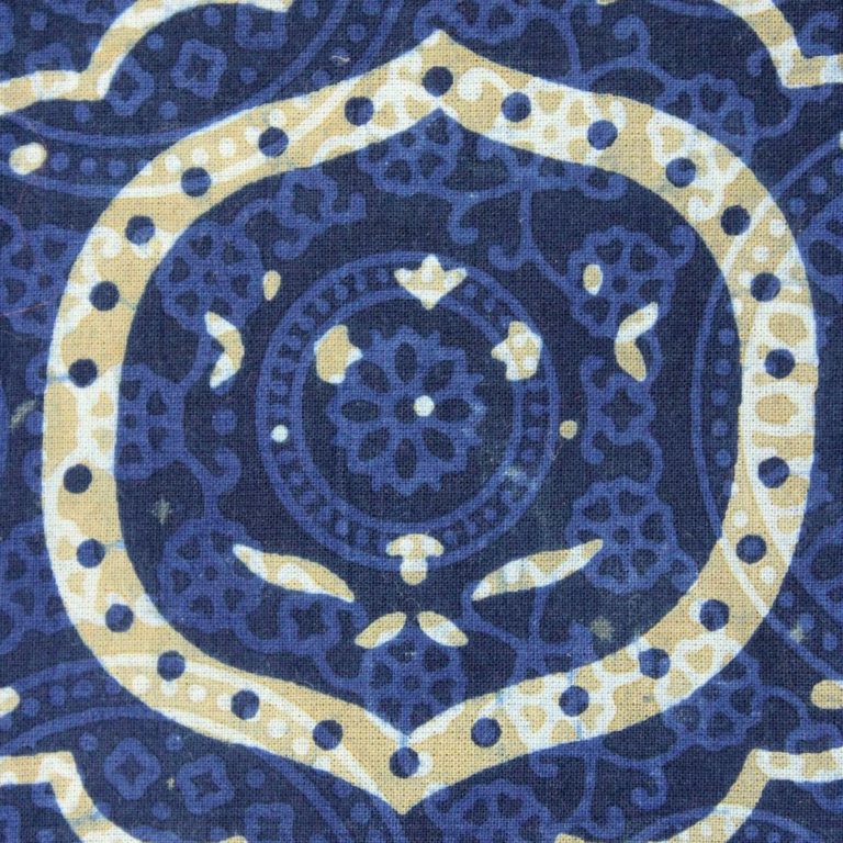 Indigo Blue Exclusive Handloom Cotton With Ajrak White Arabic Print Fabric 2