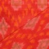 Intrigued Imperial Red Silk Ikat With Multi Color Geometrical Design Finely Knitted Fabric 3