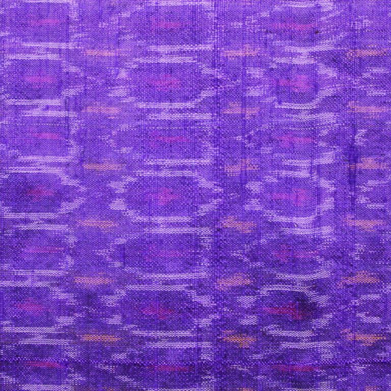 Intrigued Indigo Raw Silk Ikat With Multi Color Symmetrical Design Finely Knitted Fabric 1