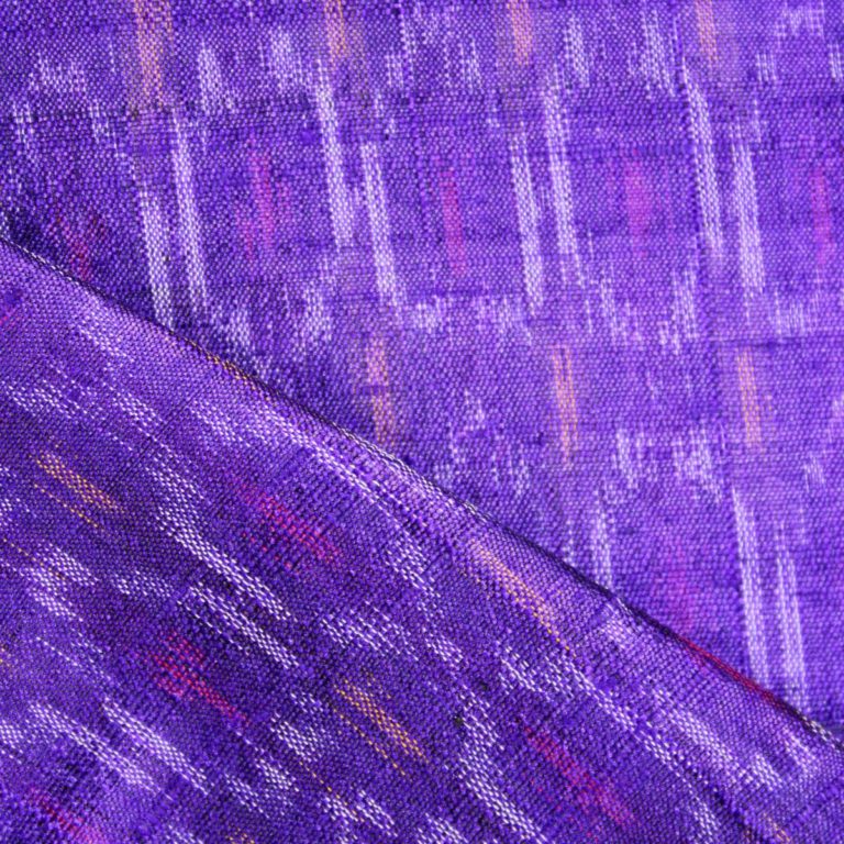 Intrigued Indigo Raw Silk Ikat With Multi Color Symmetrical Design Finely Knitted Fabric 3